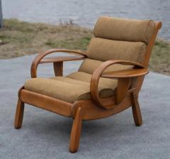 Herman DeVries Herman De Vries for Cushman Wide Paddle Lounge Chair Solid Maple Brown 1940s - 4118027