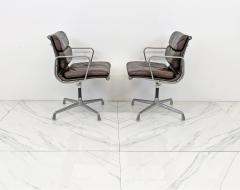 Herman Miller Brown Leather Eames Soft Pad Chairs A Pair Herman Miller 1970s - 3854498