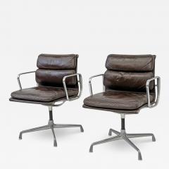 Herman Miller Brown Leather Eames Soft Pad Chairs A Pair Herman Miller 1970s - 3855484