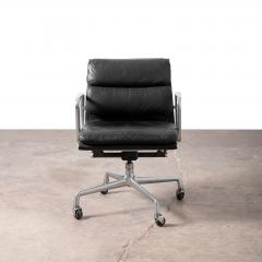 Herman Miller Four Black Leather Herman Miller Charles Ray Eames Soft Pad Management Chairs - 4422526