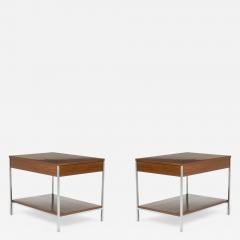 Herman Miller George Nelson for Herman Miller Walnut Veneer and Satin Chrome End Side Tables - 2789615