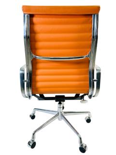 Herman Miller Herman Miller for Eames Executive Height Aluminum Group Chair in Orange Leather - 4193423