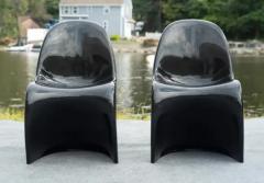 Herman Miller Pair Verner Panton for Herman Miller Black S Form Side or Dining Chairs Signed - 3833421