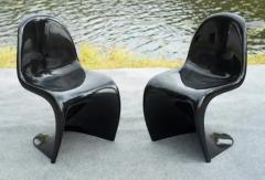 Herman Miller Pair Verner Panton for Herman Miller Black S Form Side or Dining Chairs Signed - 3833422