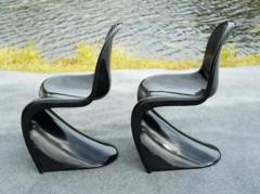 Herman Miller Pair Verner Panton for Herman Miller Black S Form Side or Dining Chairs Signed - 3833434