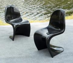 Herman Miller Pair Verner Panton for Herman Miller Black S Form Side or Dining Chairs Signed - 3833438