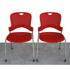 Herman Miller Pair of Red Caper Stacking Chairs by Jeff Weber for Herman Miller - 2681649