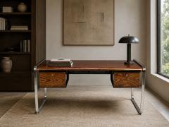 Herman Miller Peter Protzman Unique Writing Desk Zebrawood Chrome USA 1970s - 4738521