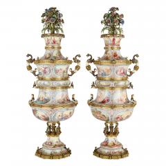 Hermann Bohm Large pair of antique Viennese silver gilt and enamel vases attributed to B hm - 4051369