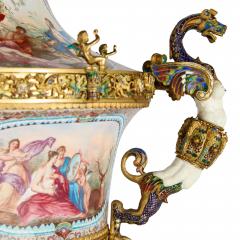 Hermann Bohm Large pair of antique Viennese silver gilt and enamel vases attributed to B hm - 4051370