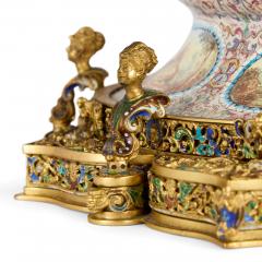 Hermann Bohm Large pair of antique Viennese silver gilt and enamel vases attributed to B hm - 4051378