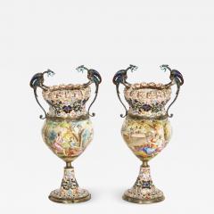 Hermann Bohm a Fine Pair of Viennese Silver Mounted Enamel Vases - 1262885