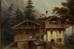 Hermann Seefisch Chalet by Lake Antique Oil Painting by Hermann Seefisch German c 1850 - 830589