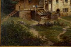 Hermann Seefisch Chalet by Lake Antique Oil Painting by Hermann Seefisch German c 1850 - 830596