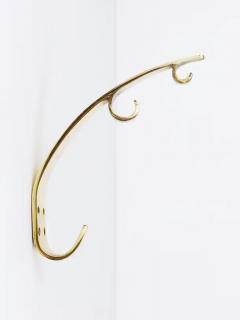 Herta Baller Two Large Mid Century Brass Wall Coat Hooks Herta Baller Vienna Austria 1950s - 4047103