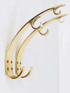 Herta Baller Two Large Mid Century Brass Wall Coat Hooks Herta Baller Vienna Austria 1950s - 4047178