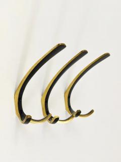 Herta Baller Up to 10 Midcentury Brass Double Wall Hooks by Herta Baller Austria 1950s - 4052668