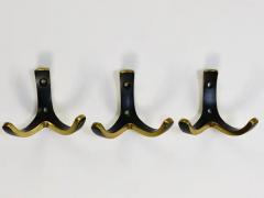 Herta Baller Up to 4 Mid Century Brass Double Wall Hooks by Herta Baller Austria 1950s - 4066491