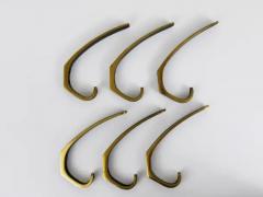Herta Baller Up to 6 Mid Century Brass Wall Coat Hooks by Herta Baller Austria 1950s - 4049825