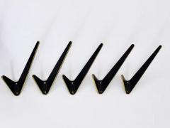 Herta Baller Up to Eight Asymmetrical Midcentury Black Brass Wall Hooks Austria 1950s - 4049930