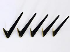 Herta Baller Up to Eight Asymmetrical Midcentury Black Brass Wall Hooks Austria 1950s - 4049933