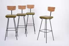 Herta Maria Witzemann Set of four Mid Century Modern wicker bar stools by Herta Maria Witzemann - 1961410