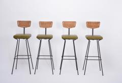 Herta Maria Witzemann Set of four Mid Century Modern wicker bar stools by Herta Maria Witzemann - 1961413