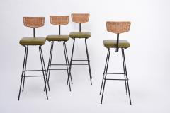 Herta Maria Witzemann Set of four Mid Century Modern wicker bar stools by Herta Maria Witzemann - 1961414