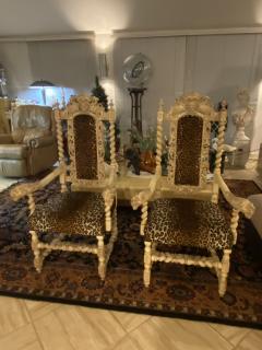 Herter Brothers Whitewashed Lion armchairs - 2474765