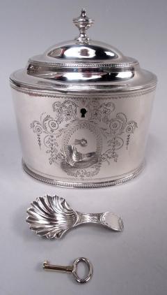 Hester Bateman Hester Bateman English Georgian Neoclassical Tea Caddy with Spoon 1784 - 4337372