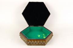 Hexagonal 19th Century Wooden Jewelry Box Handpainted Austria ca 1890 - 3921386