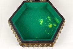 Hexagonal 19th Century Wooden Jewelry Box Handpainted Austria ca 1890 - 3921387