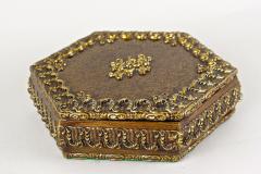 Hexagonal 19th Century Wooden Jewelry Box Handpainted Austria ca 1890 - 3921388