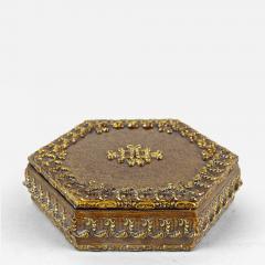 Hexagonal 19th Century Wooden Jewelry Box Handpainted Austria ca 1890 - 3922991