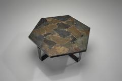 Hexagonal Coffee Table with Stone Top Europe Mid 20th Century - 4528299
