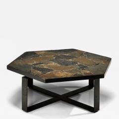 Hexagonal Coffee Table with Stone Top Europe Mid 20th Century - 4553492