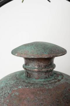 Hexagonal Glass Paneled Domed Verdigris Green Copper Lantern - 3993821