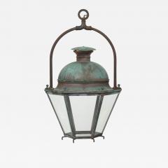 Hexagonal Glass Paneled Domed Verdigris Green Copper Lantern - 4056341