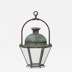 Hexagonal Glass Paneled Domed Verdigris Green Copper Lantern - 4056342