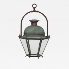 Hexagonal Glass Paneled Domed Verdigris Green Copper Lantern - 4056343