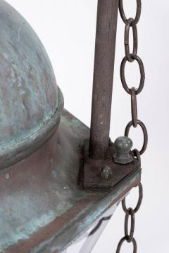 Hexagonal Glass Paneled Domed Verdigris Green Copper Lantern - 4540735