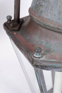 Hexagonal Glass Paneled Domed Verdigris Green Copper Lantern - 4540737