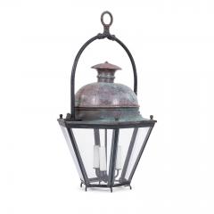 Hexagonal Glass Paneled Domed Verdigris Green Copper Lantern - 4542723