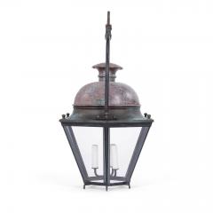 Hexagonal Glass Paneled Domed Verdigris Green Copper Lantern - 4542724