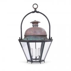 Hexagonal Glass Paneled Domed Verdigris Green Copper Lantern - 4542725