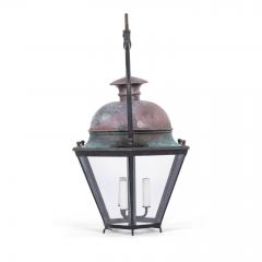 Hexagonal Glass Paneled Domed Verdigris Green Copper Lantern - 4542726