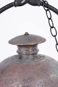 Hexagonal Glass Paneled Domed Verdigris Green Copper Lantern - 4542730