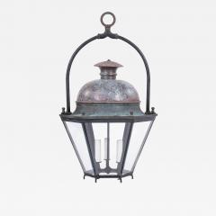 Hexagonal Glass Paneled Domed Verdigris Green Copper Lantern - 4545293