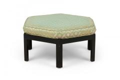 Hexagonal Park Wood Ottoman with Mint Green Upholstered Cushion - 4172053