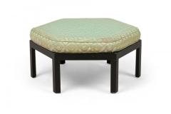 Hexagonal Park Wood Ottoman with Mint Green Upholstered Cushion - 4172056
